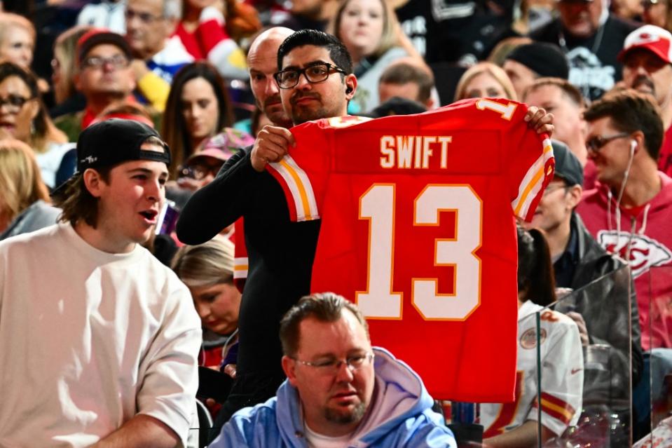 Diehard Swifties have began tuning into football games to see their pop star’s beau play all season. AFP via Getty Images