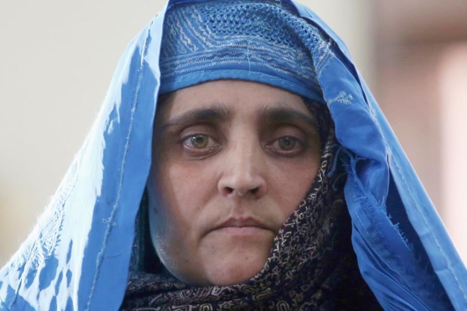 “Afghan Girl” Sharbat Gula posing for a photo in Kabul in 2016 (AP)