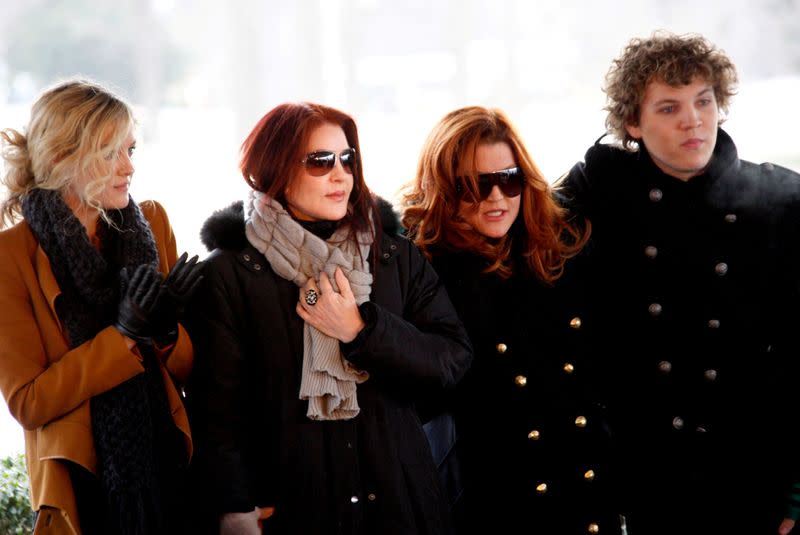 FILE PHOTO: The Presley family welcome fans during the 75th birthday celebration for Elvis Presley in Memphis