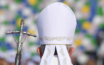 <p>Pope Francis celebrates a Holy Mass at the Mikheil Meskhi Stadium in Tbilisi, Georgia Oct. 1, 2016. The Pope is traveling to Georgia and Azerbaijan for a three-day visit. (Photo: LUCA ZENNARO/EPA)</p>