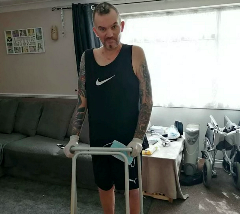 Steve Banks now cannot walk unaided and has lost a great deal of muscle mass. (SWNS)