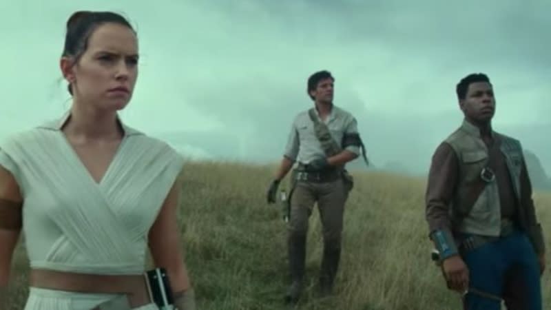 Daisy Ridley, Oscar Isaac and John Boyega in The Rise Of Skywalker