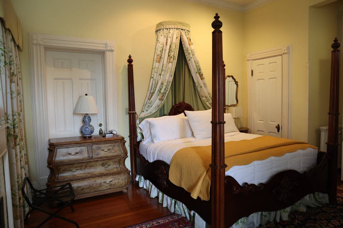 The Mary Burke Suite sits on the second floor of Burke Mansion on Monday, Aug. 5, 2024, in Macon, Georgia. This suite is one of four suites within the bed and breakfast, with one additional accommodation in a guest cottage next to the mansion.