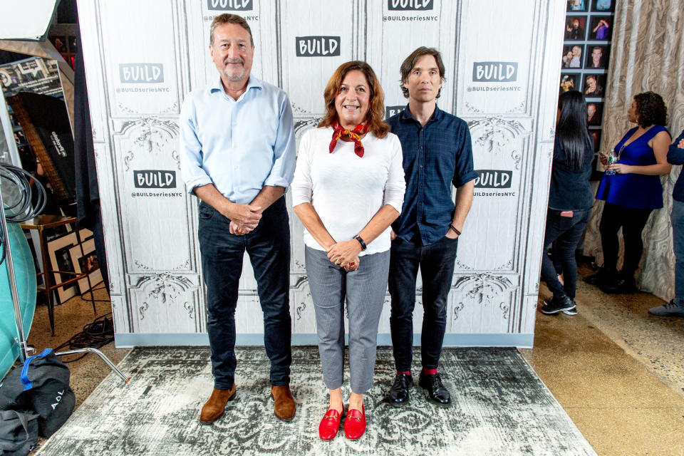 NEW YORK, NEW YORK - OCTOBER 02: Steven Knight, Caryn Mandabach and Cillian Murphy  discuss "Peaky Blinders" with the Build Series at Build Studio on October 02, 2019 in New York City. (Photo by Roy Rochlin/Getty Images)