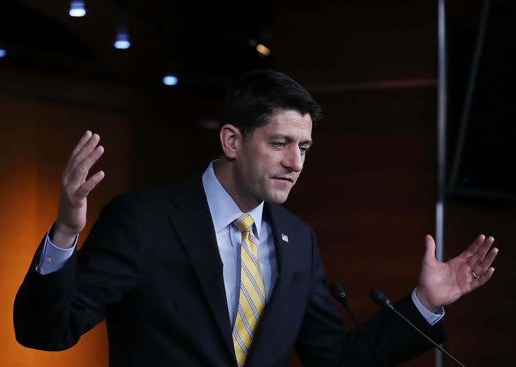 House Speaker Paul Ryan (R-WI) speaks to the media about Republican efforts to repeal the Affordable Care Act and defund Planned Parenthood during a news conference on Jan. 5. (Photo: Mark Wilson/Getty Images)