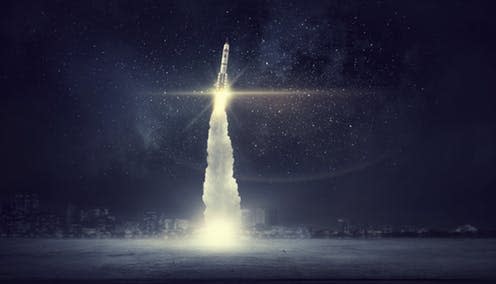 <span class="caption">Blast off. </span> <span class="attribution"><a class="link " href="https://www.shutterstock.com/image-photo/space-exploration-background-mixed-media-519472267?src=Wf2opYG55d1aspAIUgTwwA-1-1" rel="nofollow noopener" target="_blank" data-ylk="slk:Sergey Nivens;elm:context_link;itc:0;sec:content-canvas">Sergey Nivens</a></span>