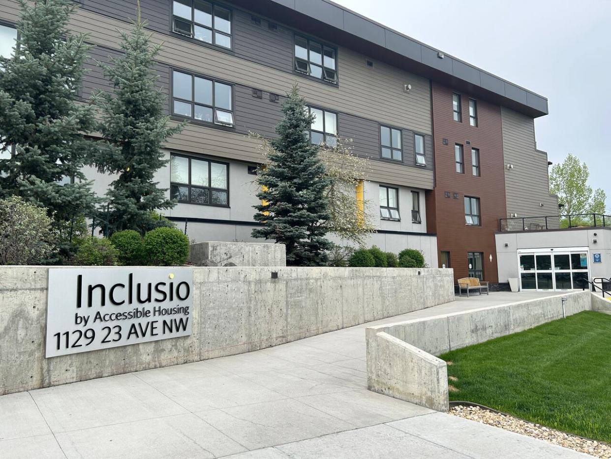 Inclusio is Accessible Housing Calgary's 45-unit supportive living facility. It recently won Rick Hansen Foundation's gold certification for accessibility — the first multi-unit residential building that's done so in Canada. (Karina Zapata/CBC - image credit)