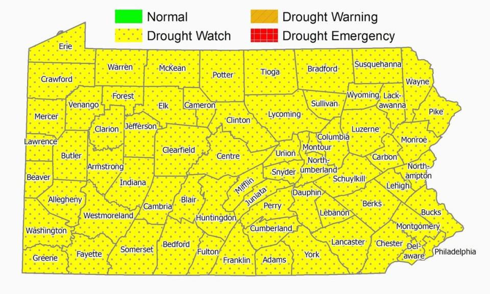 All Pennsylvania counties are under a drought watch as of June 15.