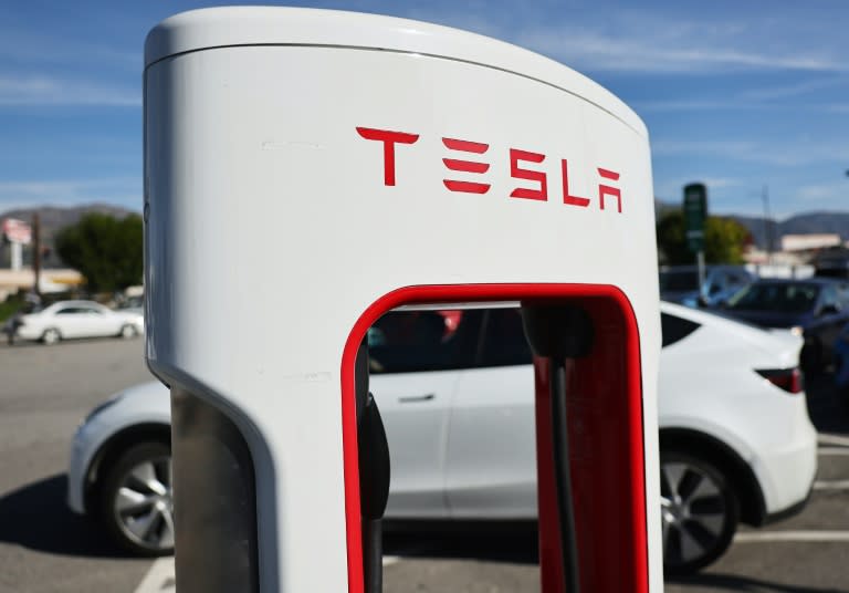 Une station de recharge Tesla, à Burbank (Californie) le 16 janvier 2024 (MARIO TAMA)