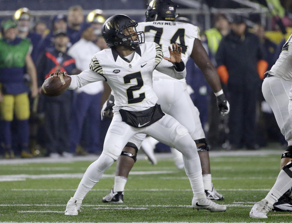 Wake Forest quarterback Kendall Hinton was likely going to be Wake Forest’s starting quarterback to open the 2018 season. (AP Photo/Nam Y. Huh)