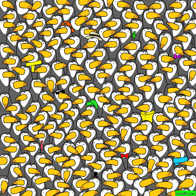 <p>At first glance, this dizzying illustration by Gergely Dudas looks like a forest of penguins. But he swears there's just one penguin among them – the rest are toucans. Can you <a href="https://thedudolf.blogspot.com/2019/07/can-you-find-penguin-among-toucans.html" rel="nofollow noopener" target="_blank" data-ylk="slk:find the penguin;elm:context_link;itc:0;sec:content-canvas" class="link ">find the penguin</a>? It's not totally black and white. </p>