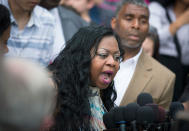 <p>Valerie Castile, the mother Philando Castile, addresses the media after Jeronimo Yanez was found not guilty on all counts in the shooting death of Philando Castile, Friday, June 16, 2017, in St. Paul, Minn. (Elizabeth Flores/Star Tribune via AP) </p>