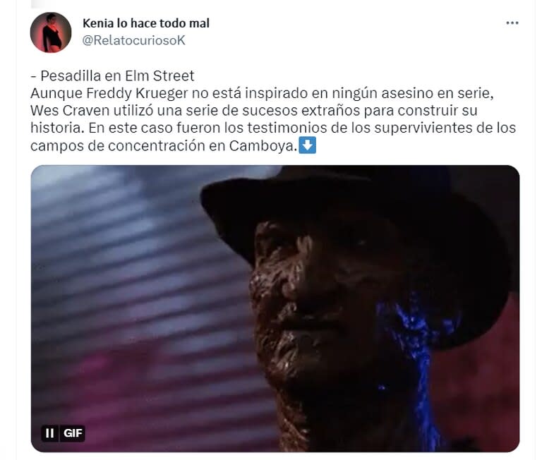 Freddy Krueger apareció en la imaginación de Wes Craven tras leer un artículo