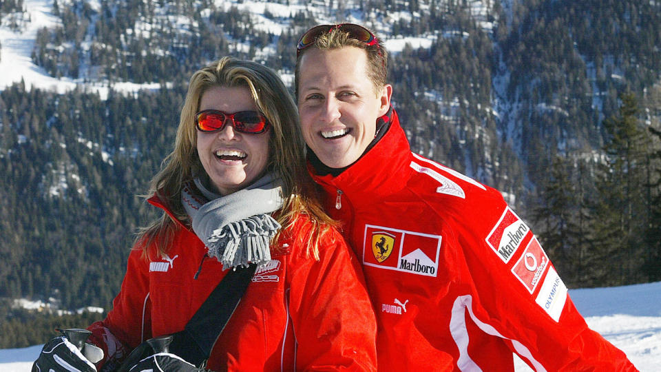 Seen here, Schumacher with his wife Corinna on one of their skiing holidays.