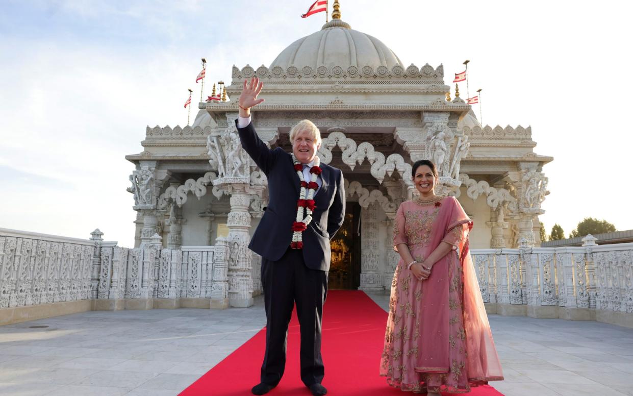 Boris Johnson and Dame Priti Patel visit Neasden Temple during Diwali in 2021