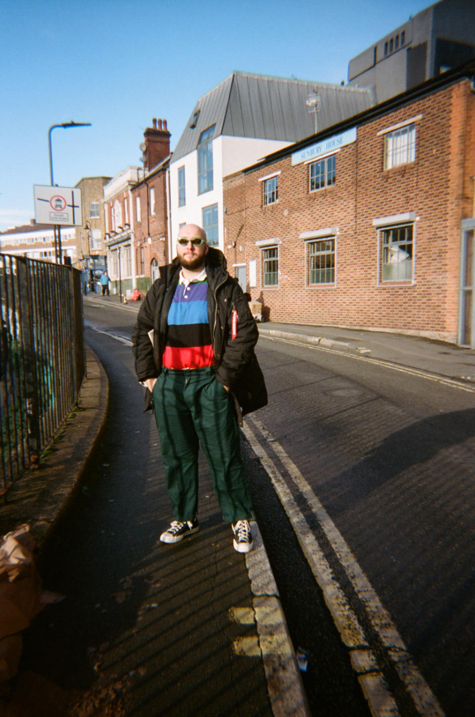 man standing in the street