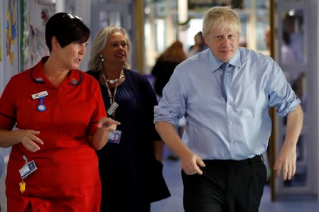 Britain's PM Johnson visits the Royal Cornwall Hospital in Truro