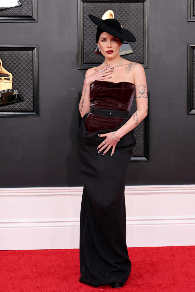 Halsey Walks 2022 Grammys Red Carpet 3 Days After Undergoing Surgery