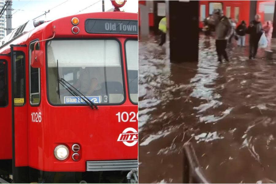 ¡Servicio de Trolley en San Diego afectado por las lluvias! reprograman rutas por inundaciones