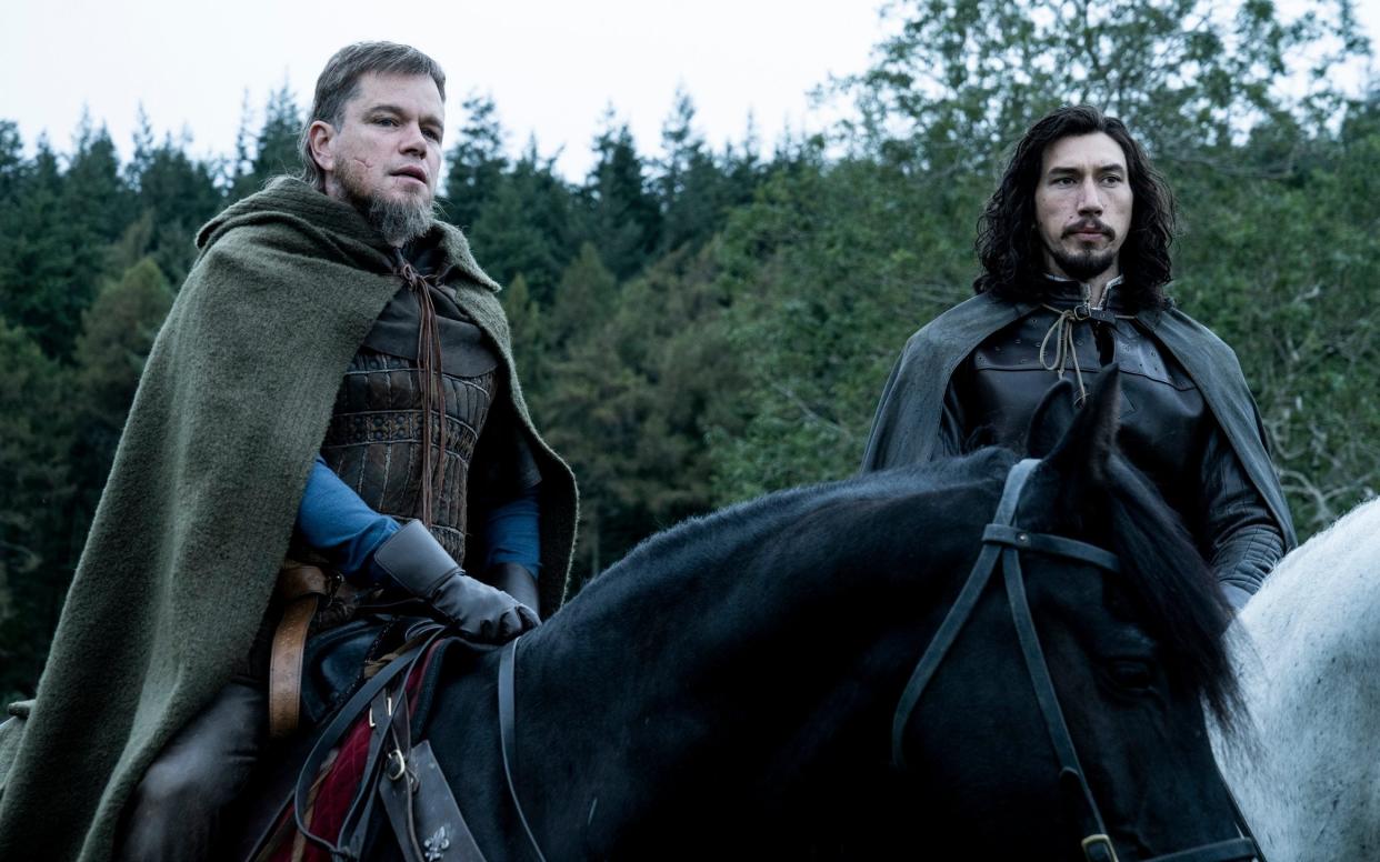 Matt Damon (left) and Adam Driver star in The Last Duel, out October 15 - AP