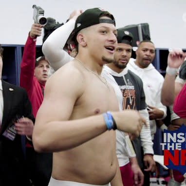 Mahomes was noticed for his dad bod after a shirtless locker room photo went viral at the top of the year. The CW