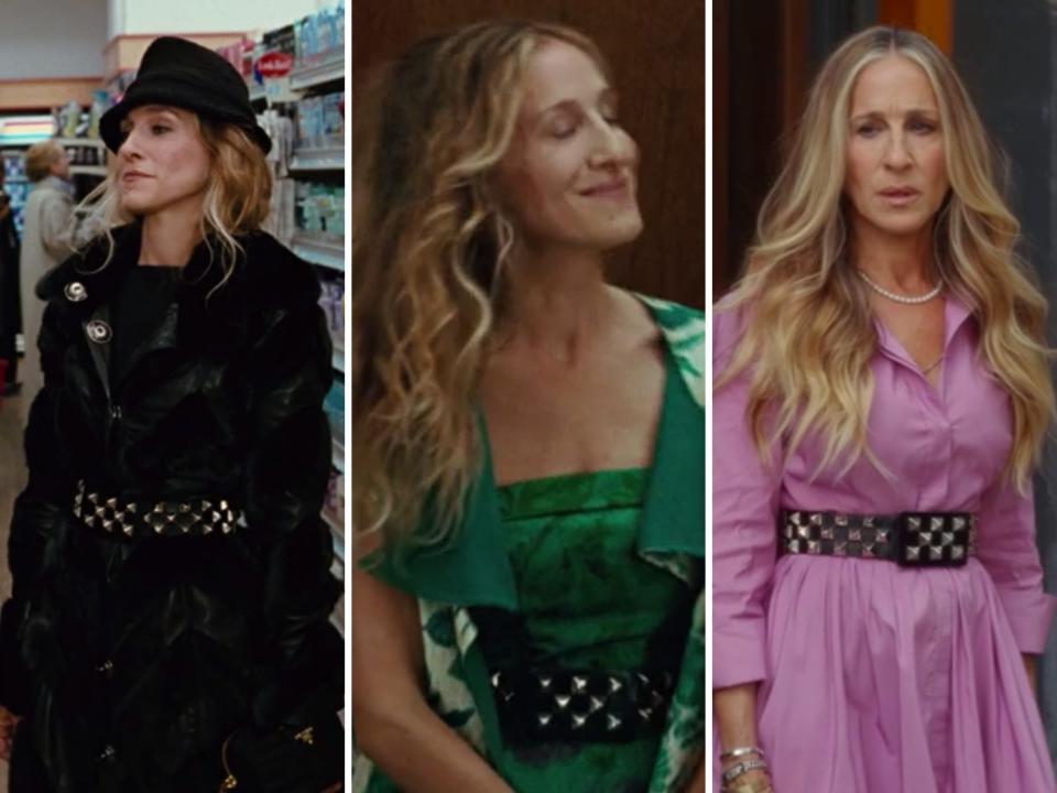 carrie bradshaw wearing the same studded belt