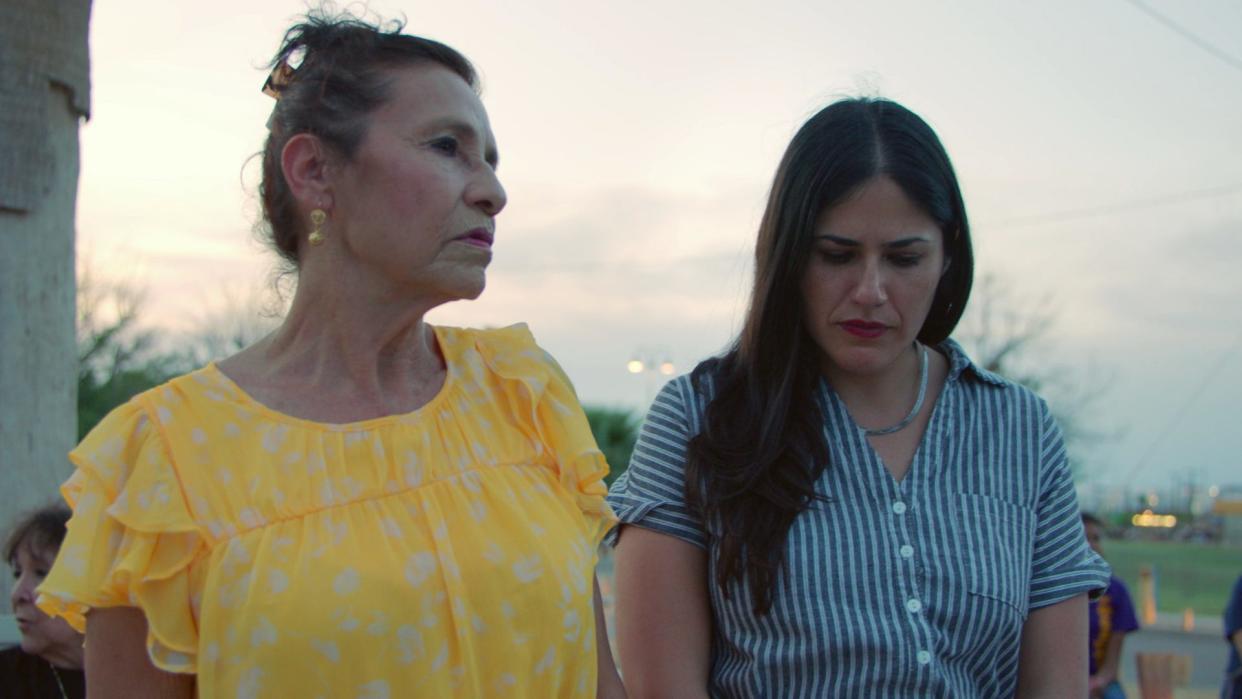 "God Save Texas: La Frontera" director Iliana Sosa, right, sits with her mother, Maria, in a still from the new HBO documentary.