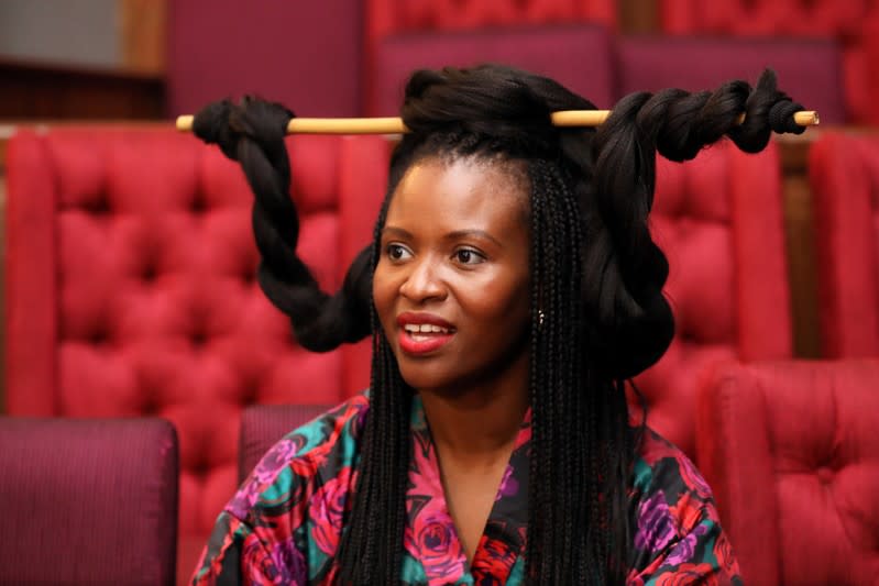 Nigerian-born opera singer Helen Epega speaks with Reuters during an interview at the MUSON center in Lagos