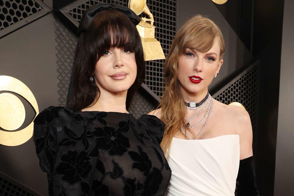 <p>Kevin Mazur/Getty</p> (L-R) Lana Del Rey and Taylor Swift attend the 66th GRAMMY Awards at Crypto.com Arena on February 04, 2024 in Los Angeles, California