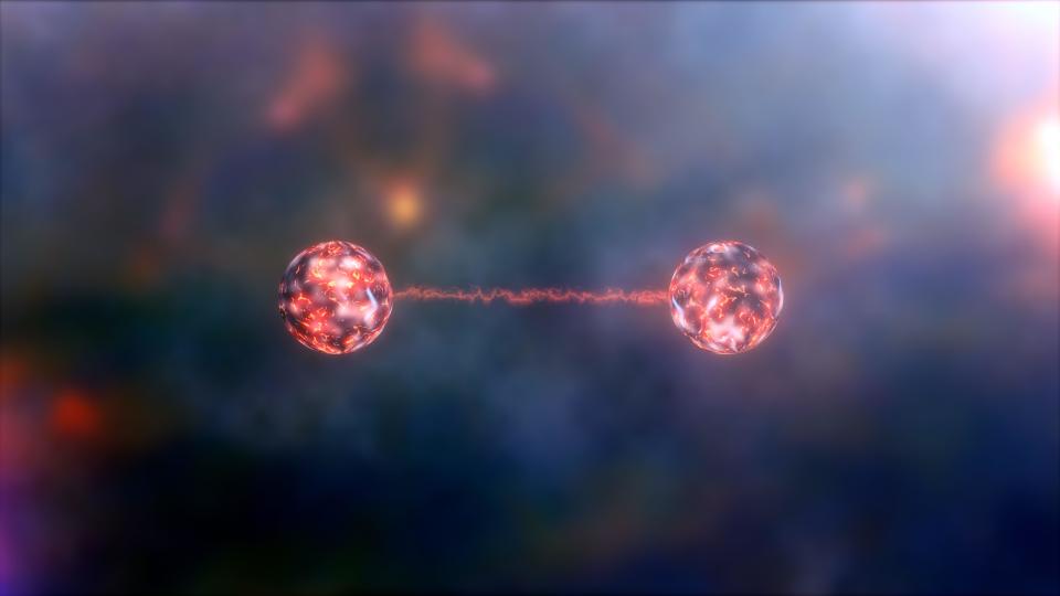 3D illustration of quantum entanglement