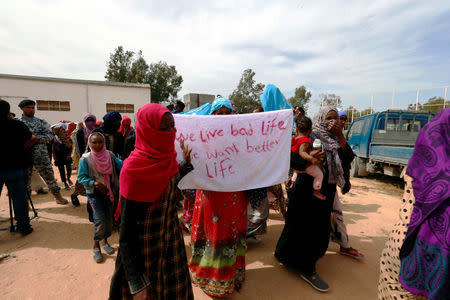 Migrants are seen at a detention centre in Tripoli, Libya April 4, 2019. REUTERS/Ismail Zitouny