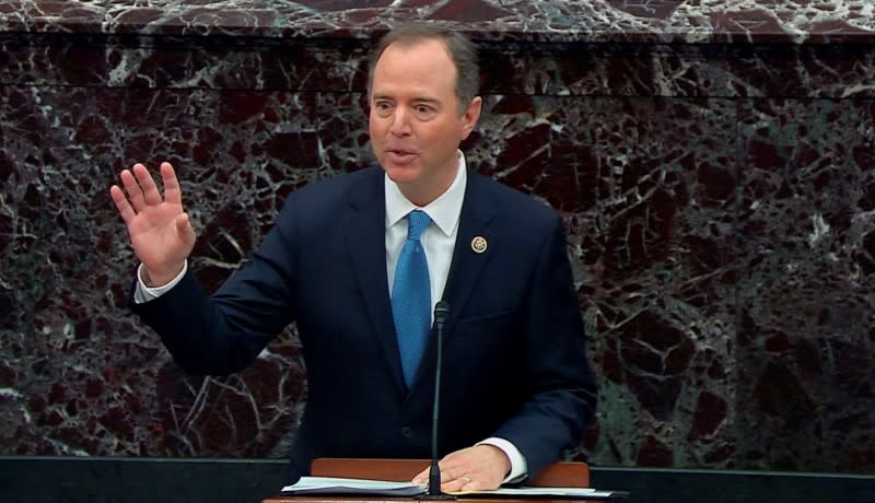 House Intelligence Committee Chairman Schiff argues case against Trump during impeachment trial at the U.S. Capitol in Washington