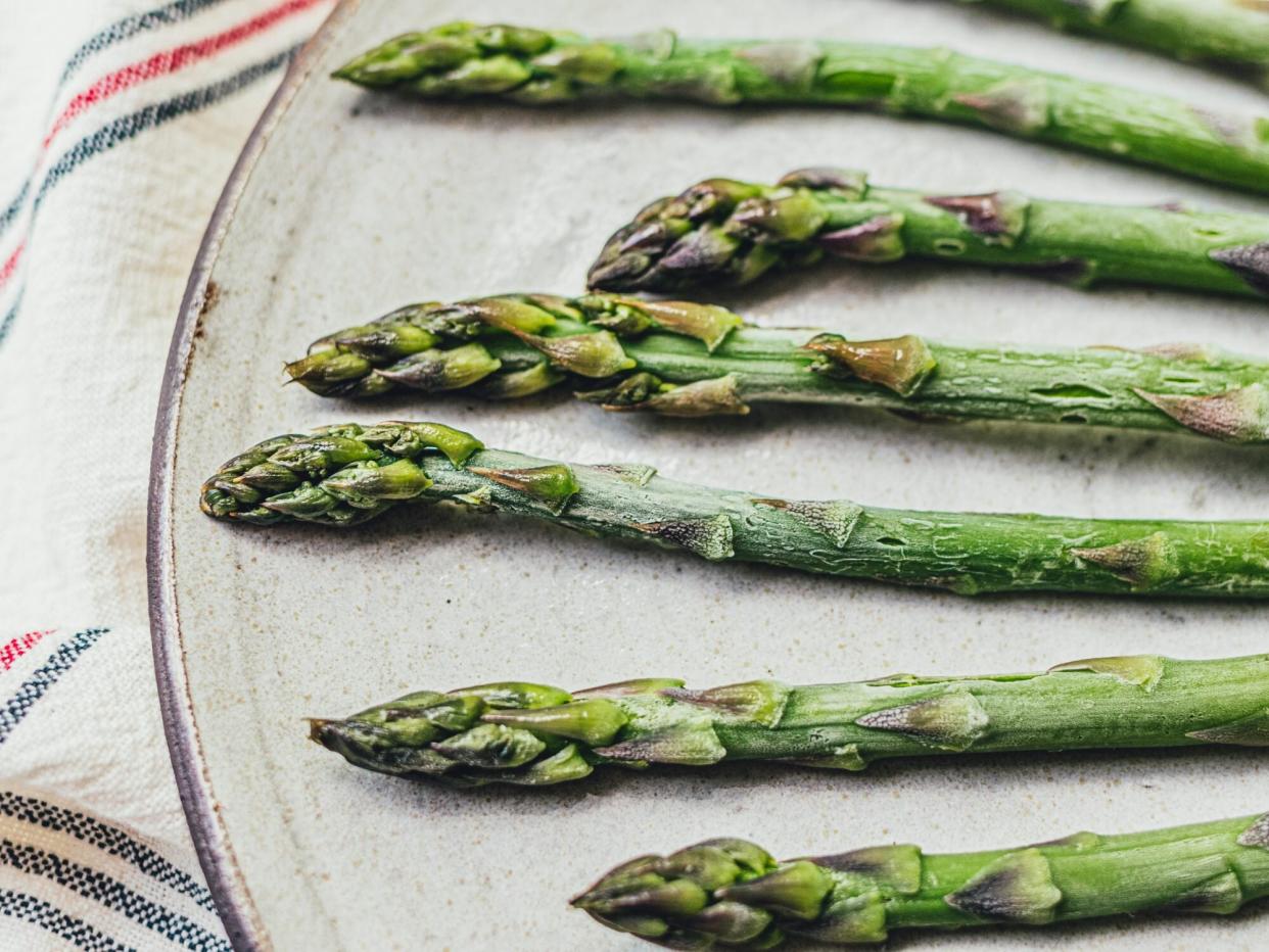 frozen asparagus on a plate