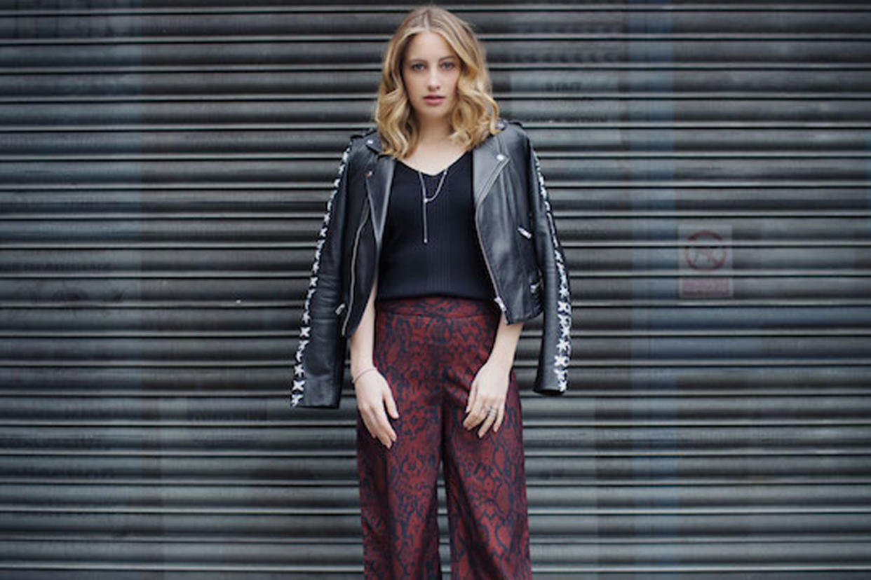 This week: Rosie wears jacket by Maje and trousers by Sosandar: Rosie Fortescue