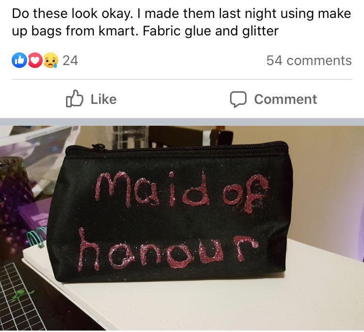 The woman's maid of honour gift did not go down well online. Photo: Facebook