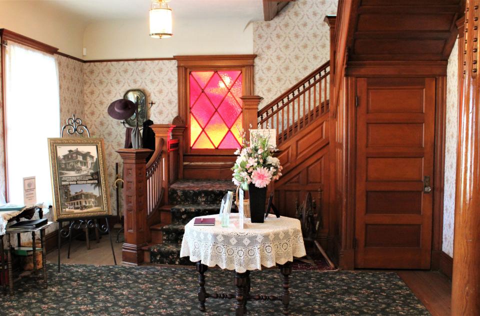 Beautifully carved staircase in the Bradford House.