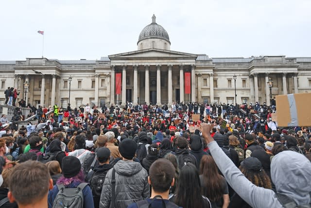 Protesters in Trafalgar Square 