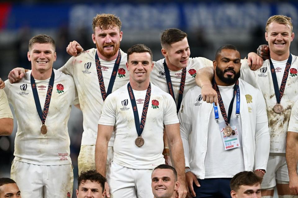 Bronze medals: England held on against Argentina to take third place at the World Cup (Getty Images)