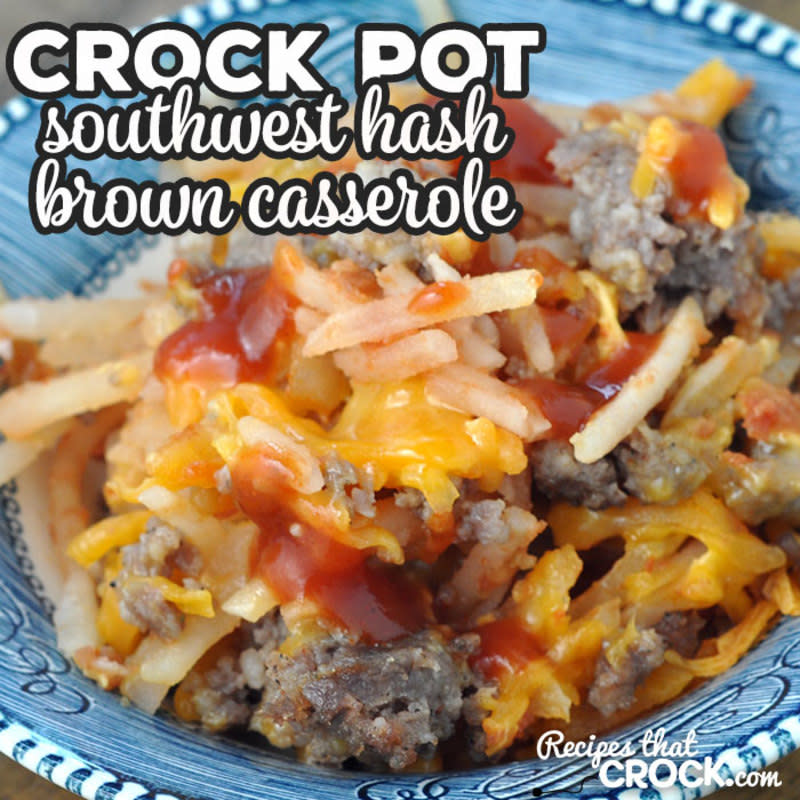<p>Recipes That Crock</p><p><strong>Get the recipe:<a href="https://www.recipesthatcrock.com/crock-pot-southwest-hash-brown-casserole/" rel="nofollow noopener" target="_blank" data-ylk="slk:Crock Pot Southwest Hashbrown Casserole;elm:context_link;itc:0;sec:content-canvas" class="link rapid-noclick-resp"> Crock Pot Southwest Hashbrown Casserole</a></strong></p>