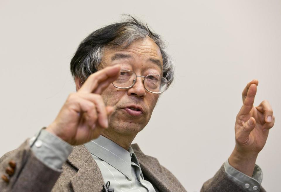 Dorian S. Nakamoto gestures during an interview with the Associated Press, Thursday, March 6, 2014 in Los Angeles. Nakamoto, the man that Newsweek claims is the founder of Bitcoin, denies he had anything to do with it and says he had never even heard of the digital currency until his son told him he had been contacted by a reporter three weeks ago. (AP Photo/Damian Dovarganes)