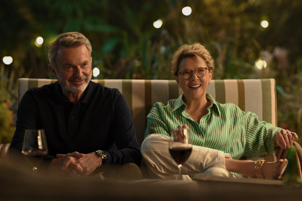 Pictured: (l-r) Sam Neill as Stan, Annette Bening as Joy in episode 3 of <em>Apples Never Fall</em><span class="copyright">Jasin Boland/PEACOCK—™ © 2023 Peacock TV LLC. All Rights Reserved.</span>