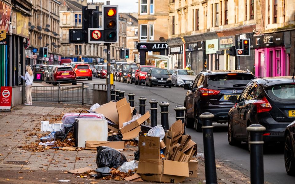 Rubbish has been piling up on the streets of Glasgow ahead of the Cop26 climate change summit - Stuart Nicol