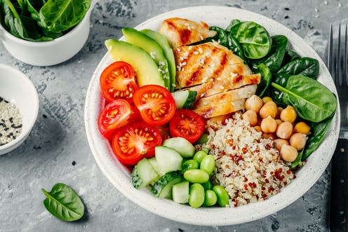 <span class="caption">Many dietary guidelines fail to define what "variety" means.</span> <span class="attribution"><a class="link " href="https://www.shutterstock.com/image-photo/buddha-bowl-spinach-salad-quinoa-roasted-1055353403" rel="nofollow noopener" target="_blank" data-ylk="slk:Ekaterina Kondratova/ Shutterstock;elm:context_link;itc:0;sec:content-canvas">Ekaterina Kondratova/ Shutterstock</a></span>