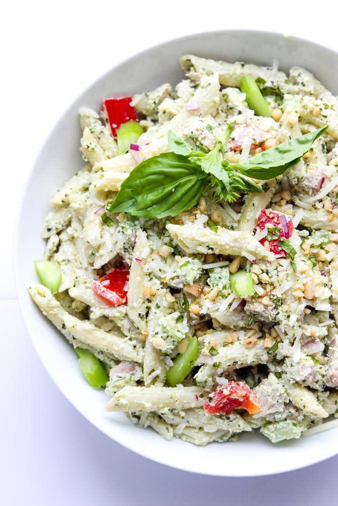 Greek Yogurt Pesto Chicken Pasta