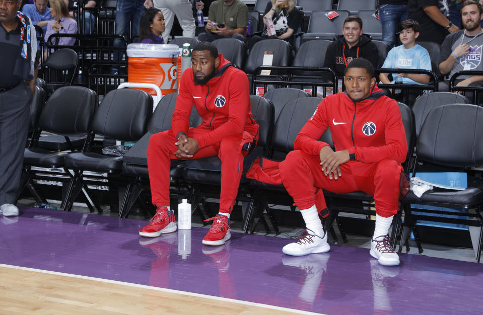 John Wall and Bradley Beal may find themselves on a new team sooner rather than later. (Photo by Rocky Widner/NBAE via Getty Images)