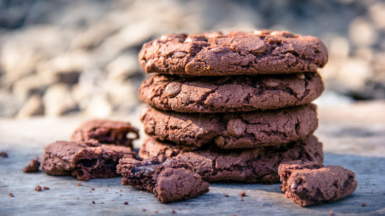 Stack of chocolate cookies 