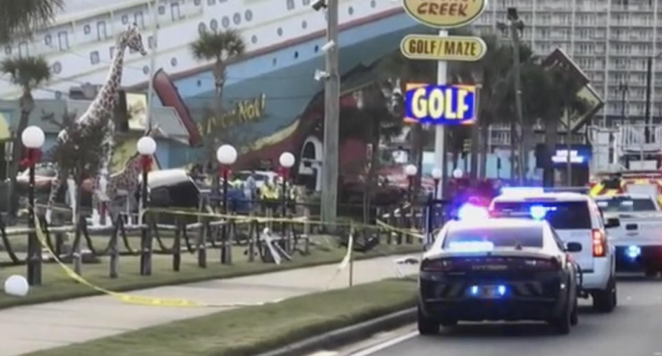 Police cars seen at Coconut Creek Family Fun Park in Panama City Beach, Florida