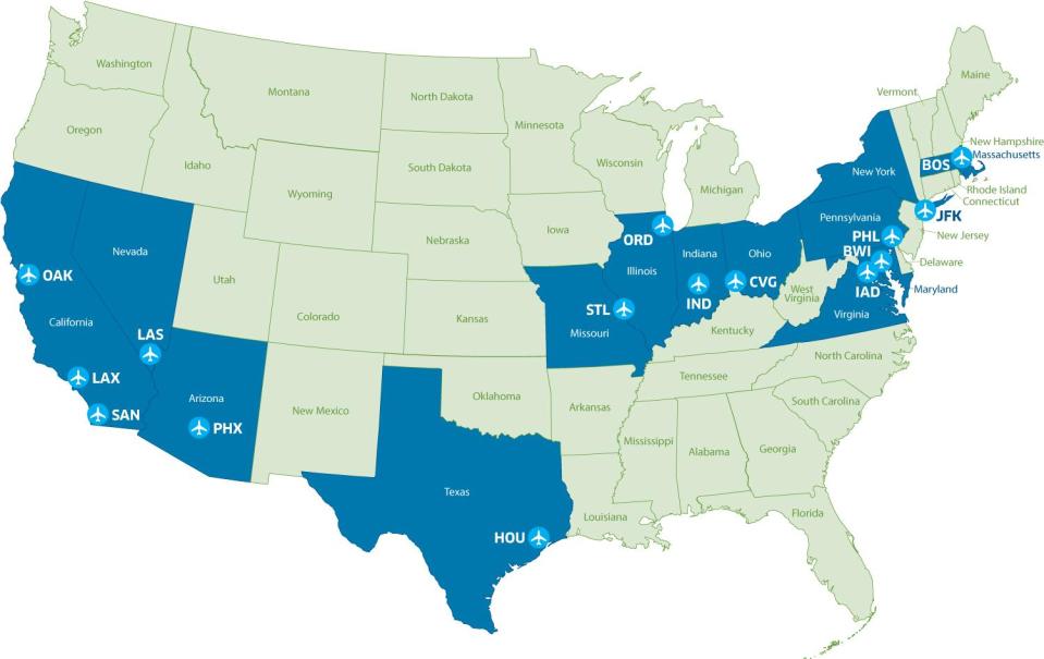 Map from TSA