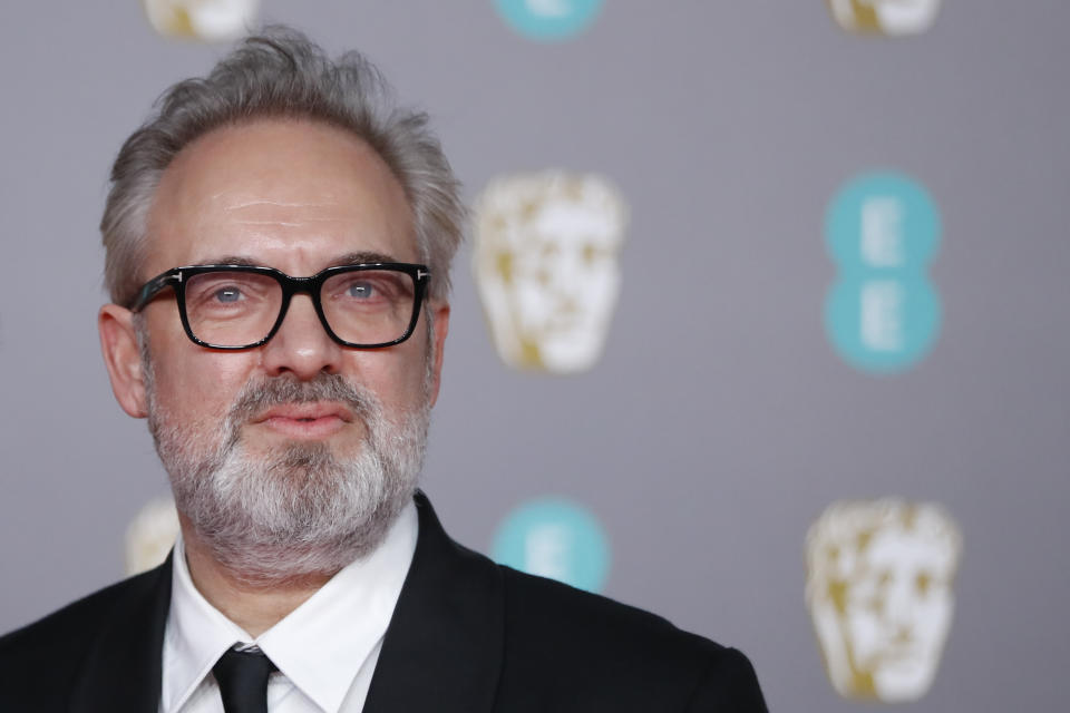 British director Sam Mendes poses on the red carpet upon arrival at the BAFTA British Academy Film Awards at the Royal Albert Hall in London on February 2, 2020. (Photo by Tolga AKMEN / AFP) (Photo by TOLGA AKMEN/AFP via Getty Images)