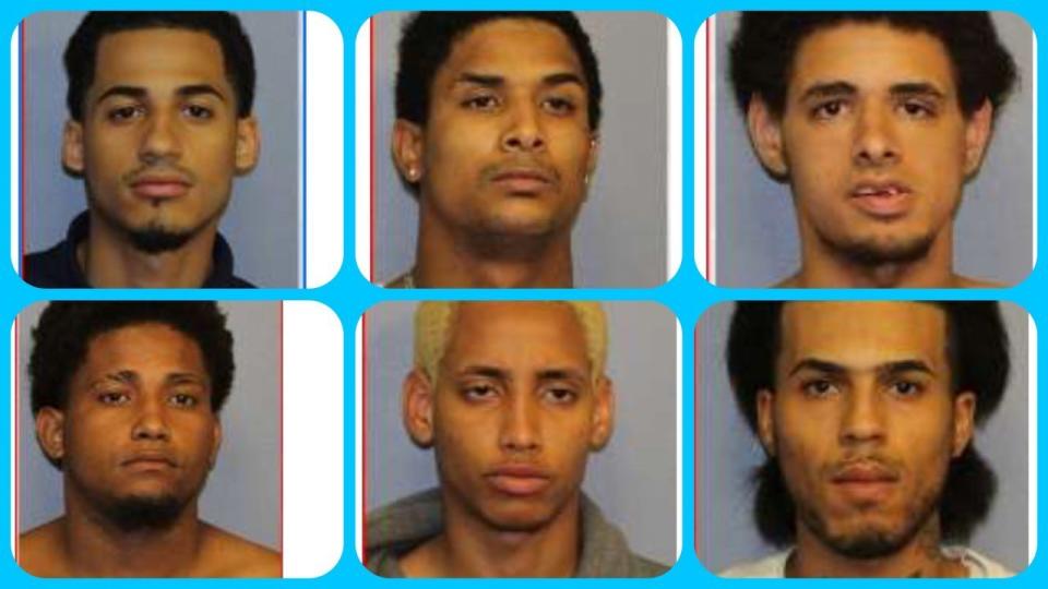 Clockwise from top left: Homicide suspects Danel Fernandez, Joniki Martinez, Jose Muniz,&nbsp;Jose Taverez,&nbsp;Manuel Rivera, and&nbsp;Santiago Rodriguez.